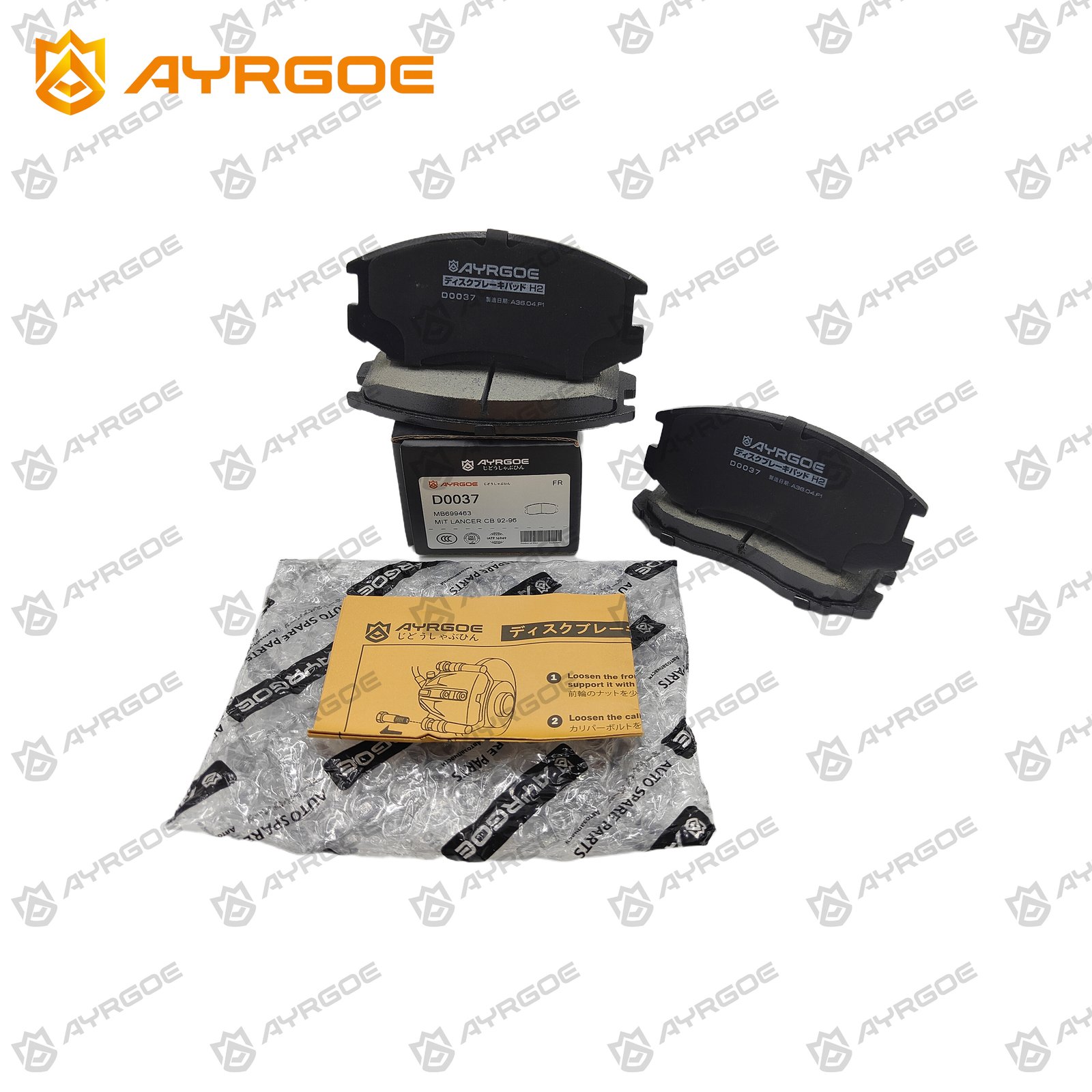 AYRGOE D0037-03 Тормозные колодки Передний MMC Galant 84-92 1.8/Lancer 88-03 1.3 1.5 1.8 2.0/Colt 88-03 3
