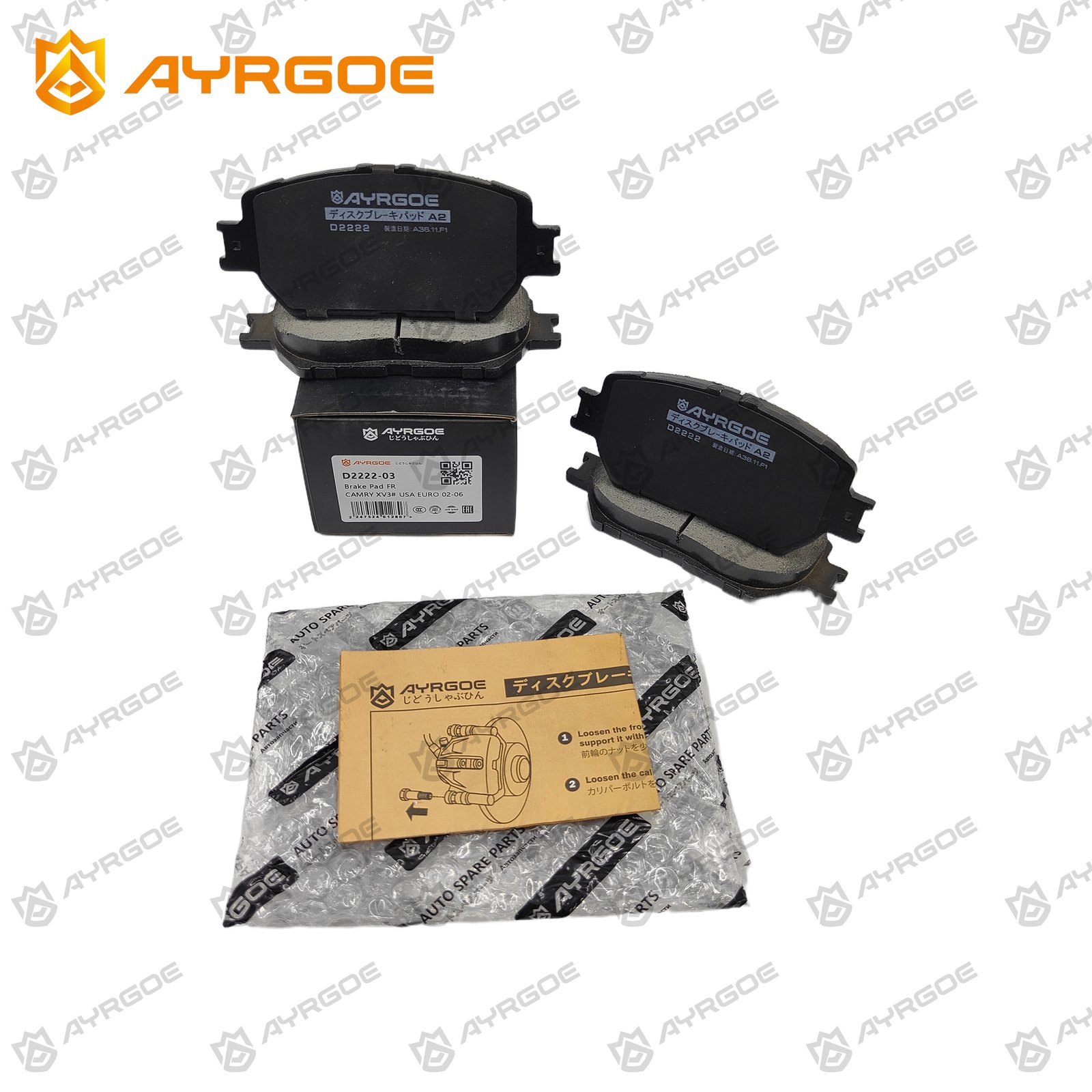 AYRGOE D2222-03 Pastillas de freno Delantero Toyota Camry XV3# USA, Euro 02-06/Crown S180 S200 03-12/Lexus ES XV30 03-06/GS S190 05-06/IS XE20 03-15 3