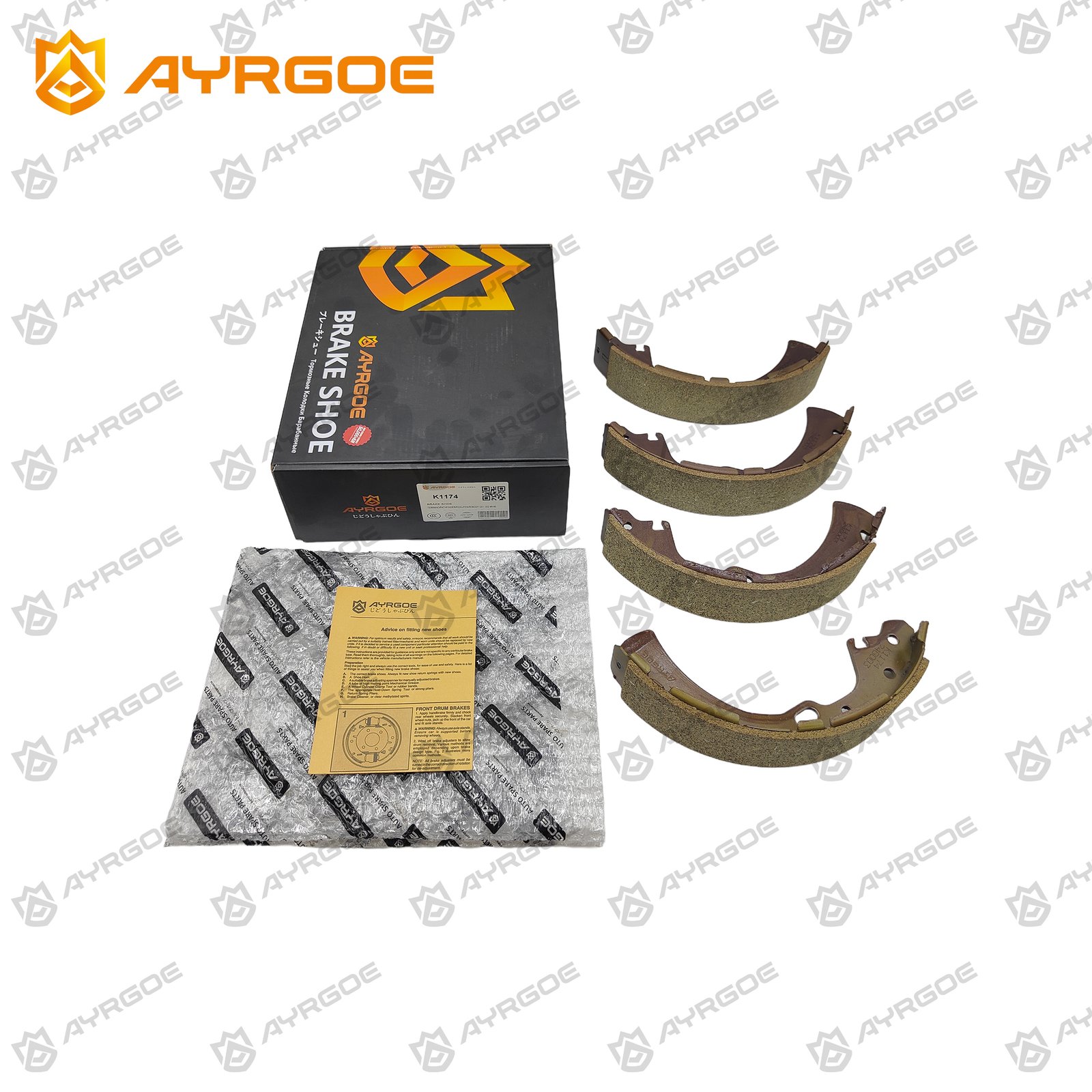 AYRGOE K1174-03 Тормозные колодки барабанные Задний Nissan Pathfinder Terrano WD21 86-95/Mistral 96-99/Pickup 85-01/NP300 08-21 2