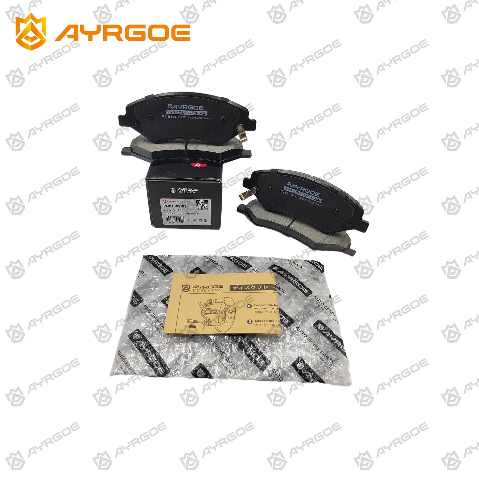 AYRGOE PN81001-03 Тормозные колодки Передний Jetour Dashing 22-/X70 Plus 20-/X90 Plus 21-/Jetour X70,X70 Plus 1.5T 1.6T 2.0T 18- 2