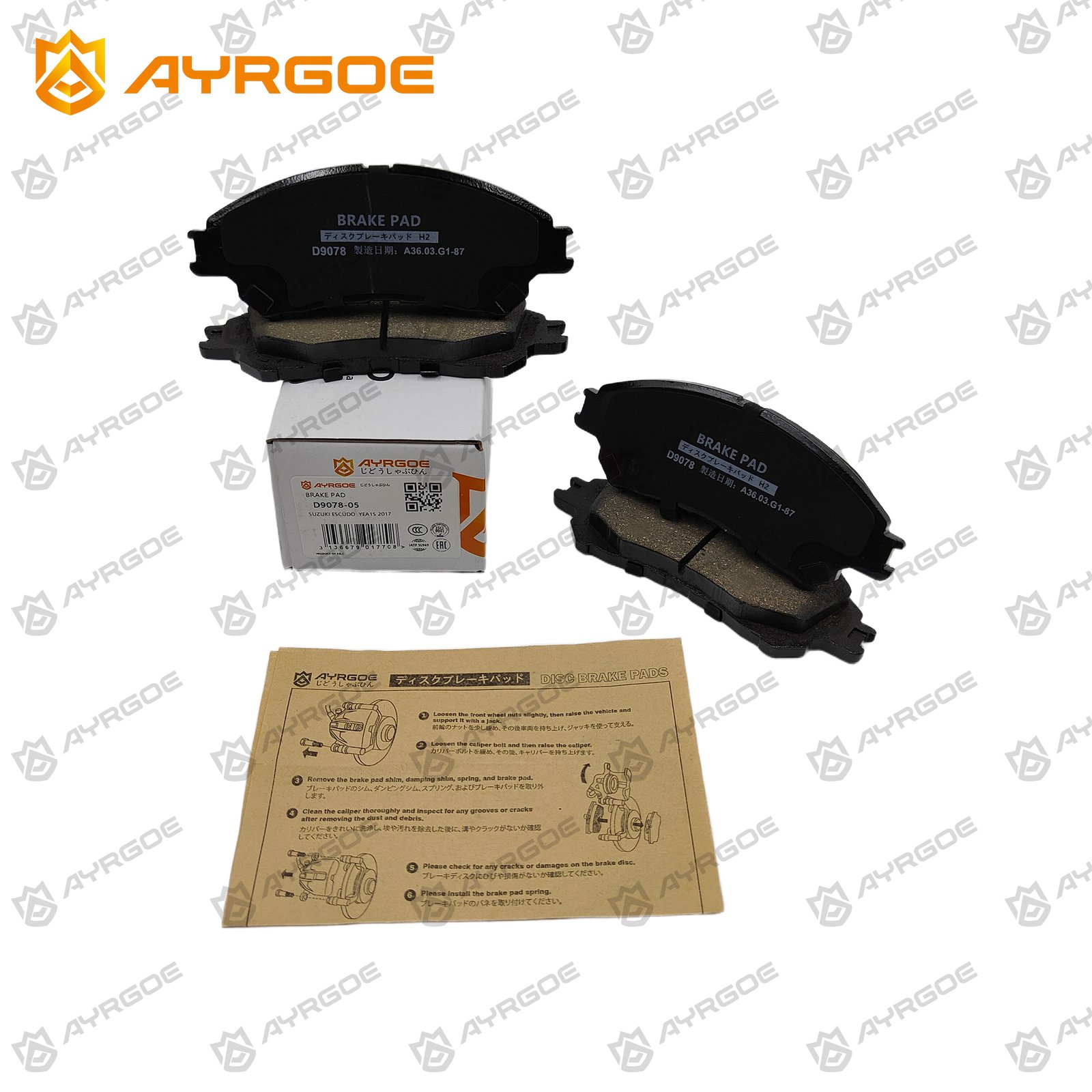 AYRGOE D9078-05 Brake Pad Front Suzuki Vitara(Escudo) 15/ SX4 13-/Nissan Livina 19-/MMC Xpander 17- 2