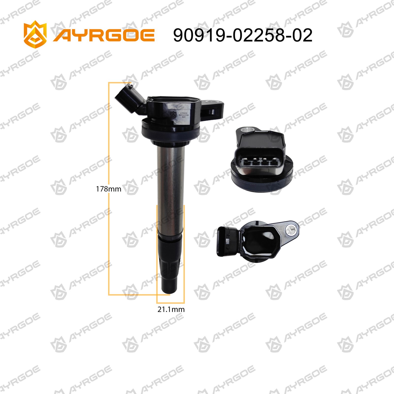 AYRGOE 90919-02258-02 Ignition Coil Toyota 1ZR-FE 1ZR-FAE 1.6, 2ZR-FE 2ZR-FAE 2ZR-FXE 1.8, 3ZR-FAE, 3ZR-FE 2.0/Avensis T270 E15 07-/Corolla ZRE18 ZRE15/Rav4 08-/Verso 09-/Yaris NCP90 ZSP90 07-