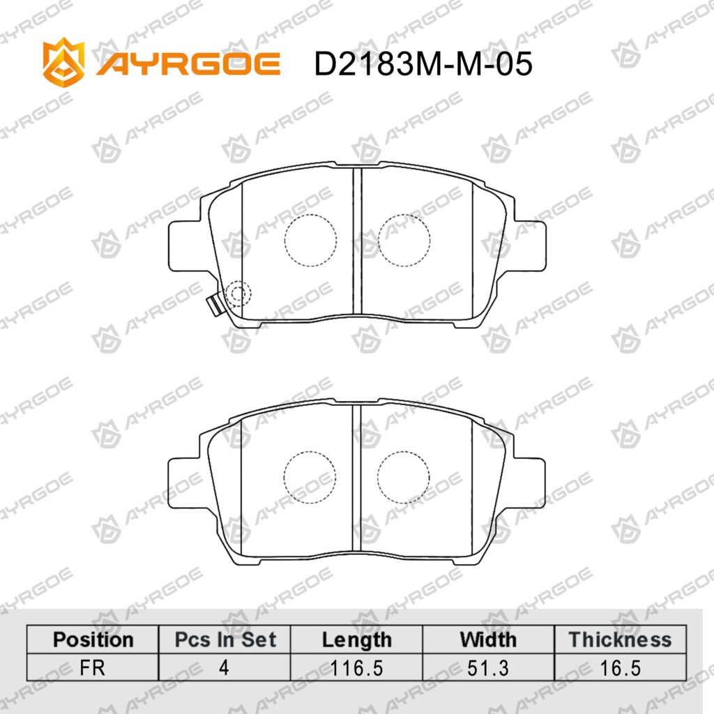 AYRGOE D2183M-M-05 BRAKE PAD FR TOYOTA VITZ SCP10 2001