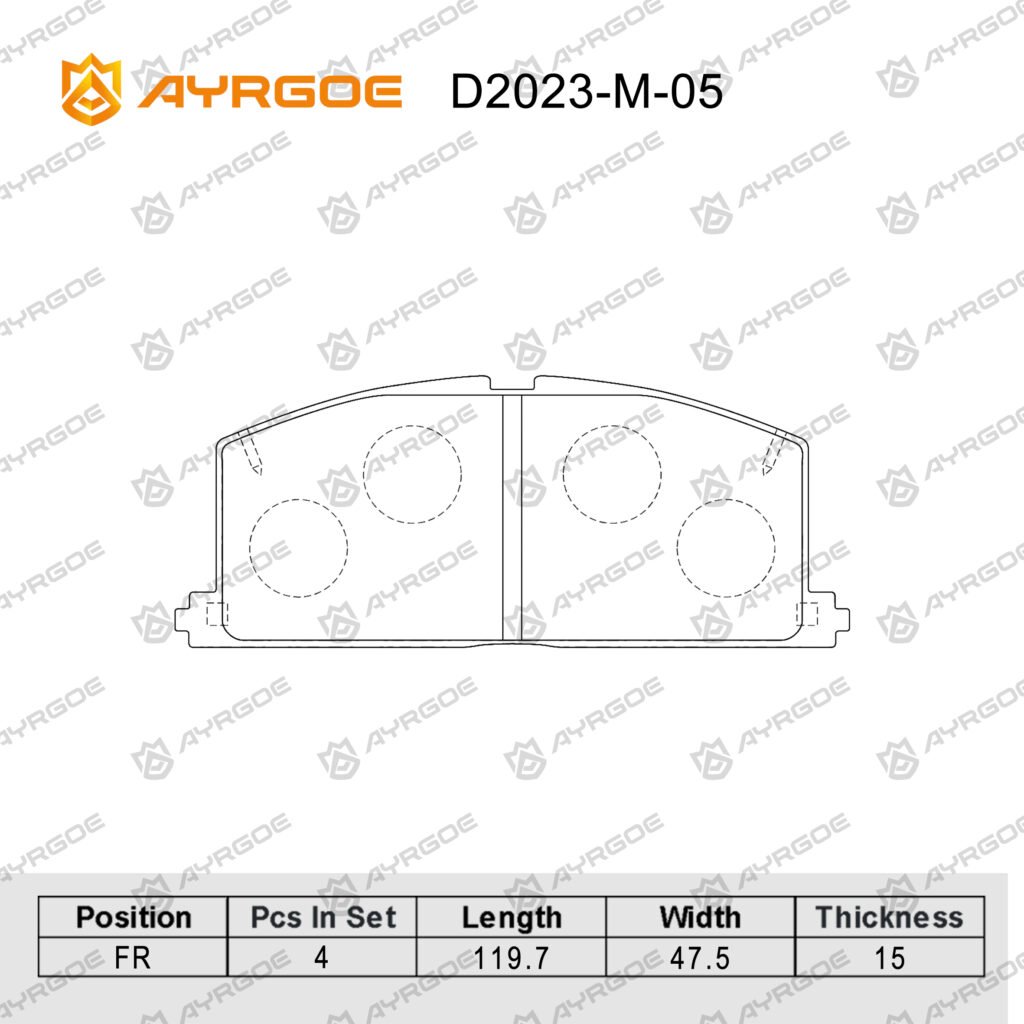 AYRGOE D2023-M-05 BRAKE PAD FR TOYOTA COROLLA AE10#|AT21#|EP8#|EP9#|SXA1#