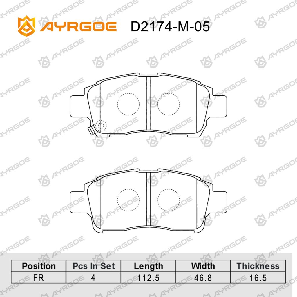 AYRGOE D2174-M-05 BRAKE PAD FR TOYOTA VITZ NCP2#,NCP5#,SCP1#