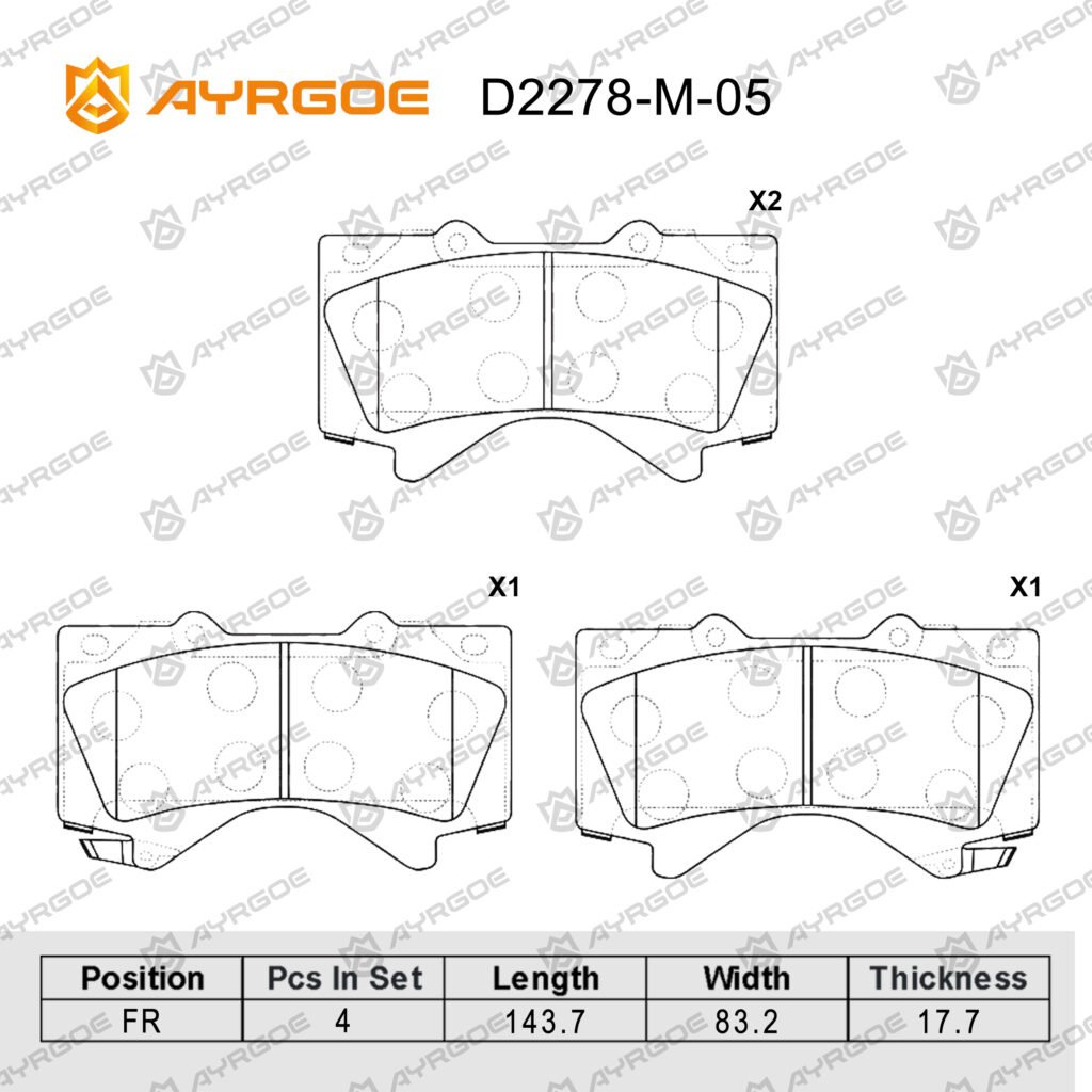 AYRGOE D2278-M-05 BRAKE PAD FR LANDCRUISER VDJ200
