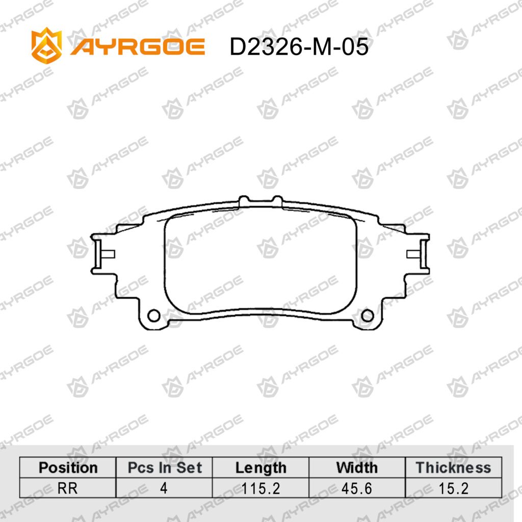AYRGOE D2326-M-05 BRAKE PAD RR TOYOTA HIGHLANDER GSU55