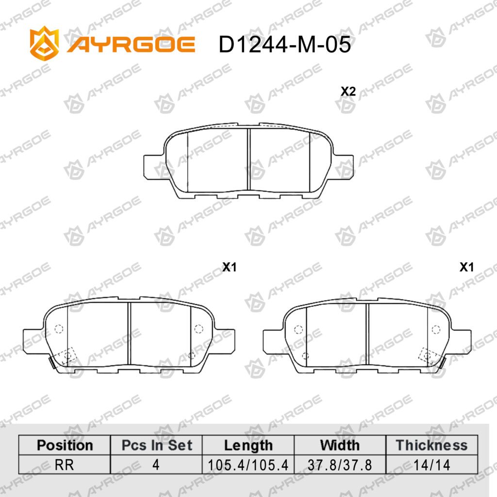 AYRGOE D1244-M-05 BRAKE PAD RR NISSAN XTRAIL T30