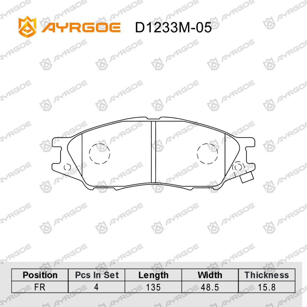 AYRGOE D1233M-05 BRAKE PAD FR NISSAN ALMERA N16 2000-2006|ALMERA CLASSIC B10 2006-2010| B15