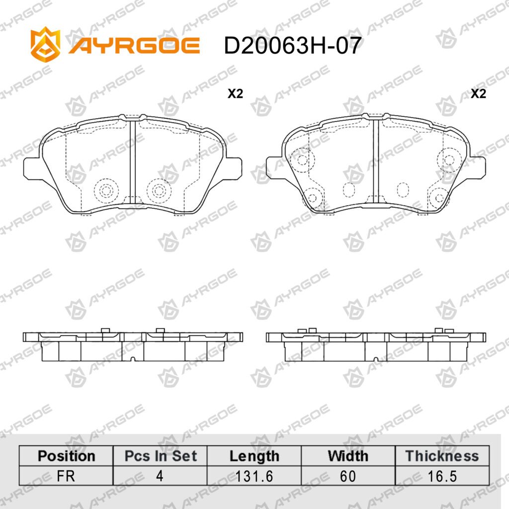 AYRGOE D20063H-07 BRAKE PAD FR Ford B-max CB2 12-17/Transit Courier 14-18