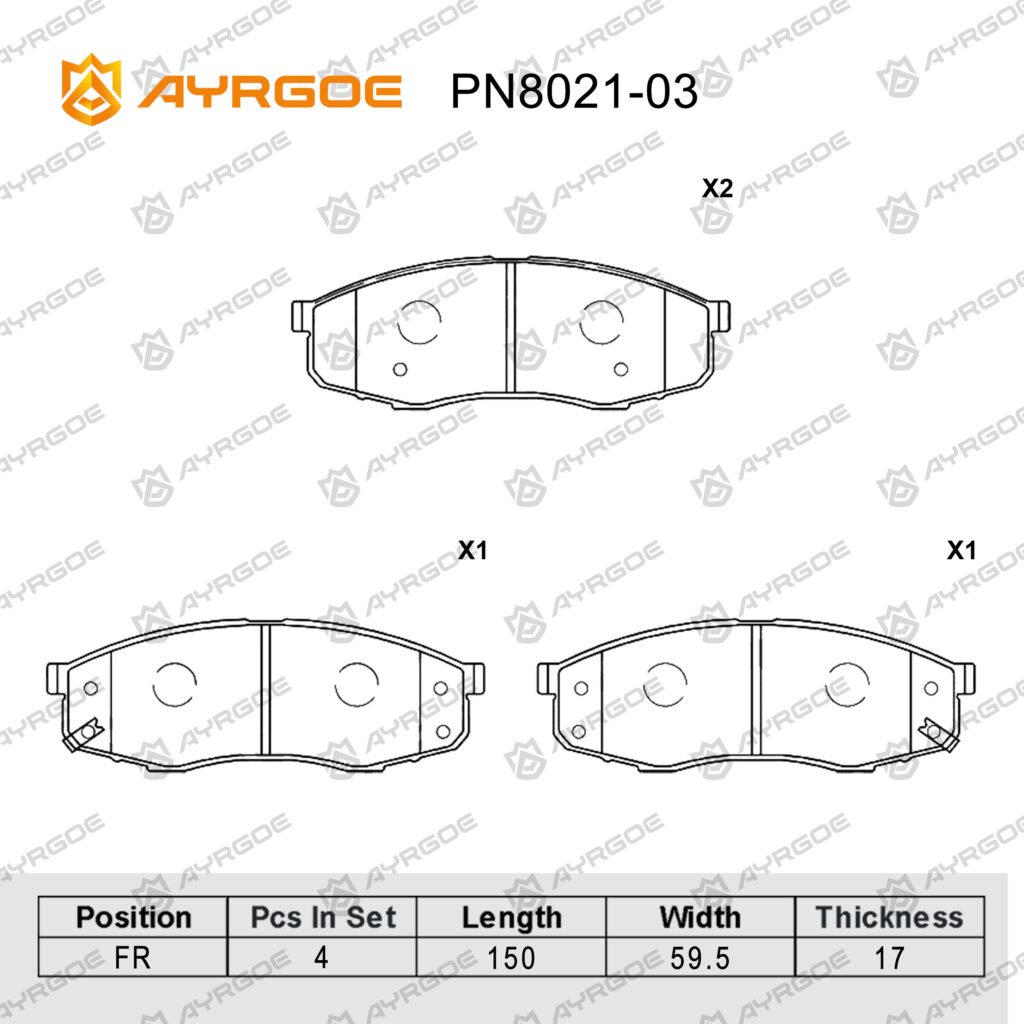 AYRGOE PN8021-03 BRAKE PAD FR Changan Uni-T 1.5L 21-