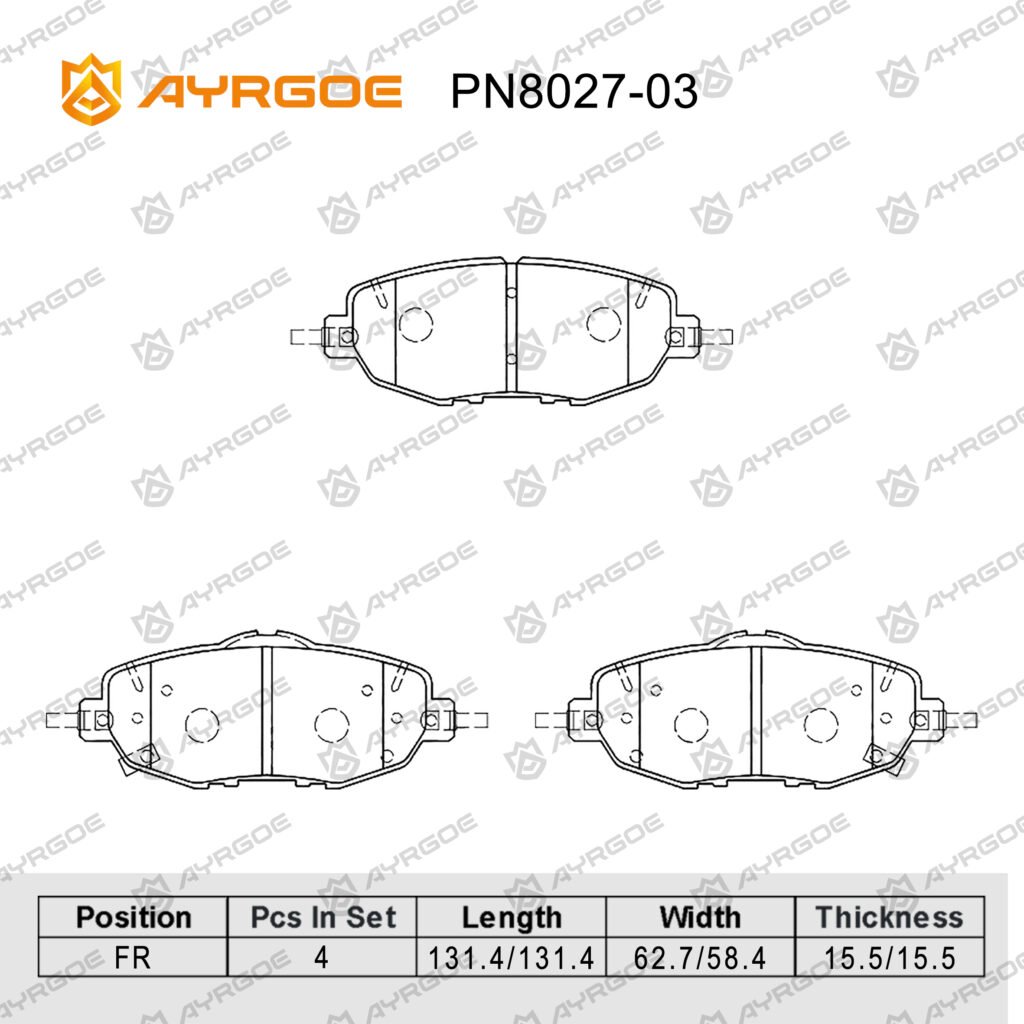 AYRGOE PN8027-03 BRAKE PAD FR Changan Uni-V 1.5L 22-
