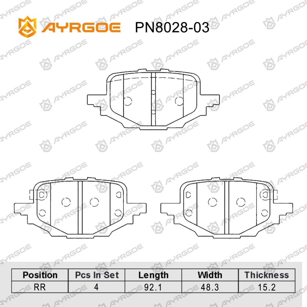 AYRGOE PN8028-03 BRAKE PAD RR Changan Uni-V 1.5L 22-