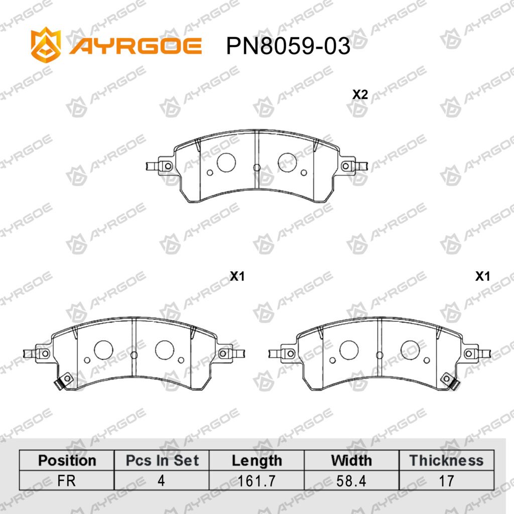 AYRGOE PN8059-03 BRAKE PAD FR Jetour Dashing 1.5T 2.0T 2023--