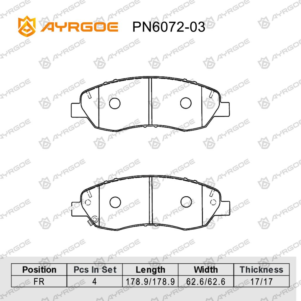 AYRGOE PN6072-03 BRAKE PAD FR Tank 500 2.0T 3.0T 22-/400 2.0T 23/Great Wall Cannon Alpha 2.4T 23-