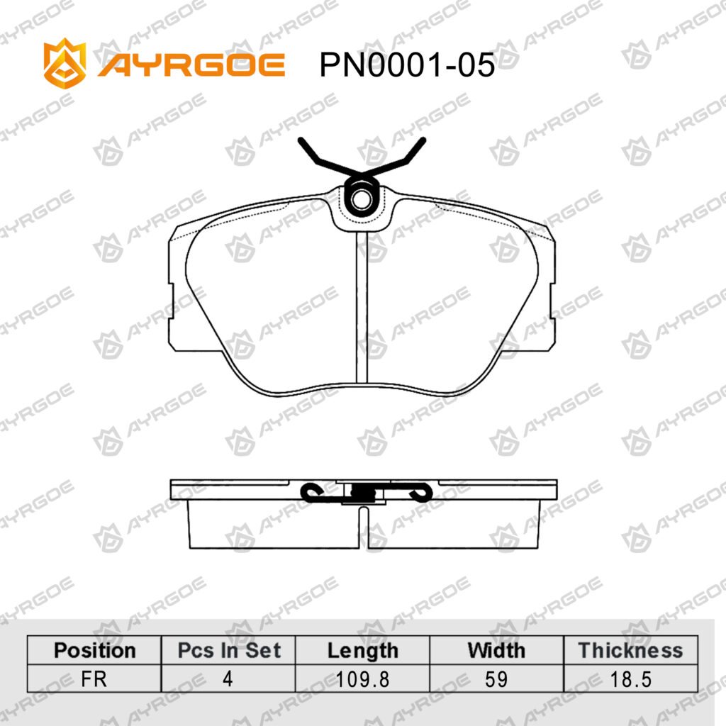 AYRGOE PN0001-05 BRAKE PAD FR MB W124 84-96/W201 82-93/W126 79-91