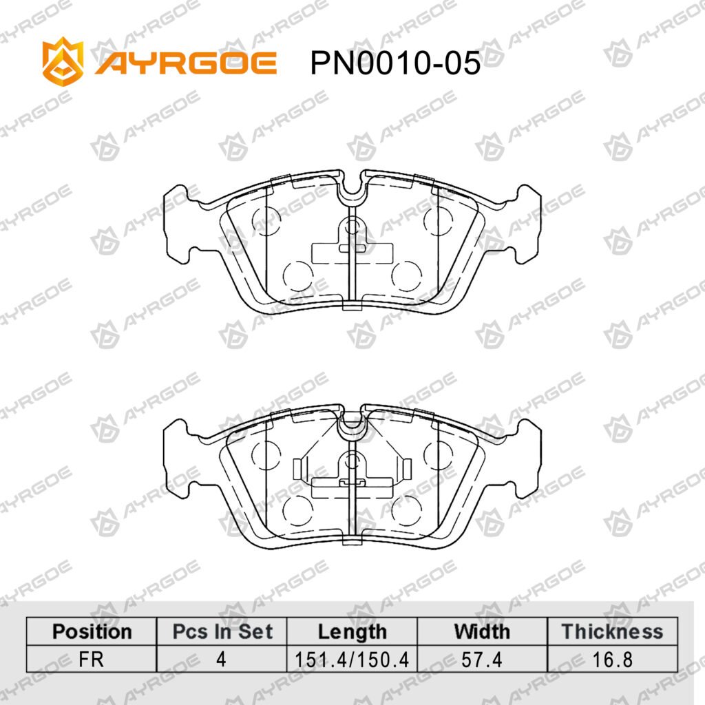 AYRGOE PN0010-05 BRAKE PAD FR BMW 3 E36 E46 90-06/Z3 95-03/Z4 03