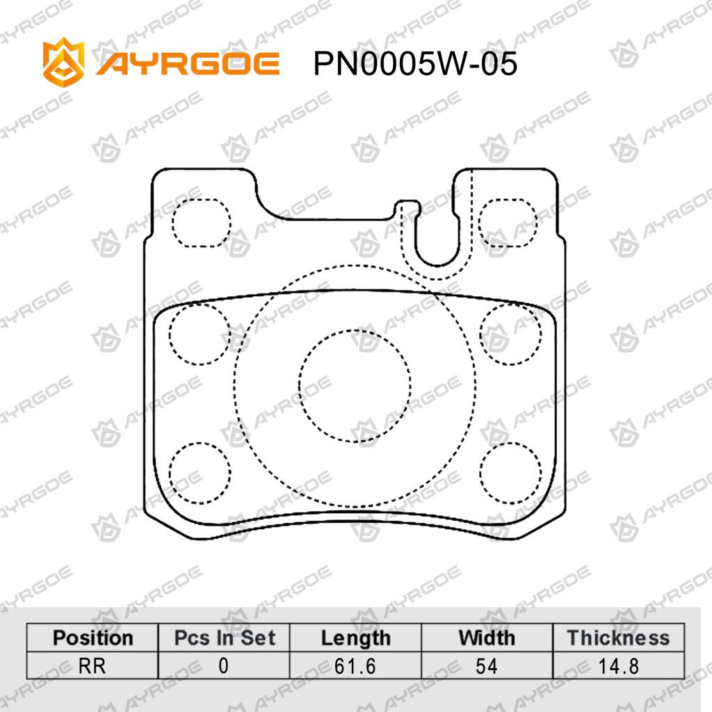 AYRGOE PN0005W-05 BRAKE PAD RR MB W124 84-97 M102 M103 M111/W201 82-93 M102/W202 93-01 M111