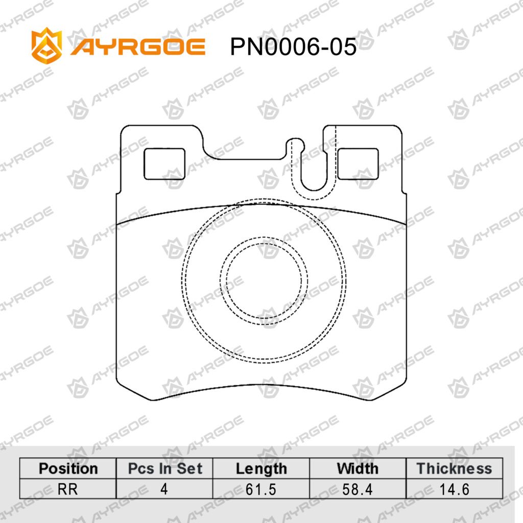 AYRGOE PN0006-05 BRAKE PAD RR MB W124 85-97/W202 93-01/W210 95-02