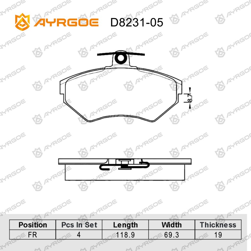 AYRGOE D8231-05 BRAKE PAD FR Audi 100 C3 83-90/Audi 80 B4 91-96/VW Golf II III 82-97/Passat B3 B4 88-97