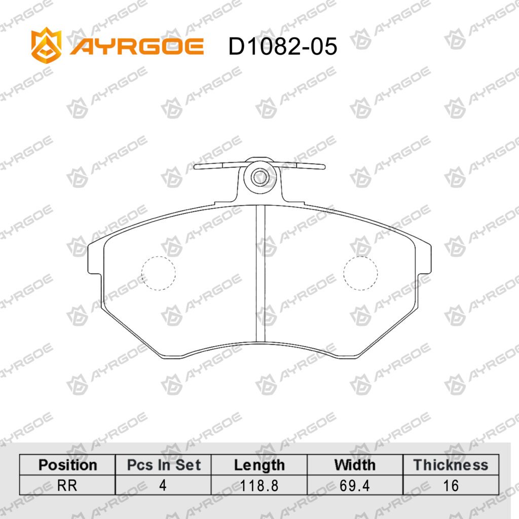 AYRGOE D1082-05 BRAKE PAD RR Audi 80 B3 86-91/Audi 100 C3 86-91/VW Passat B3 88-92 GOLF III