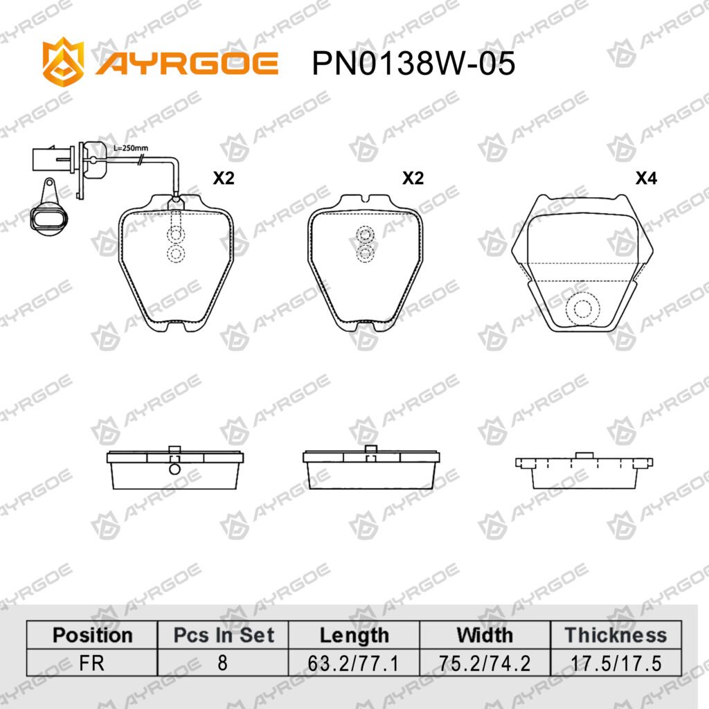 AYRGOE PN0138W-05 BRAKE PAD FR Audi A4 97-01/A6 00-05/A8 97-02 S6 S8