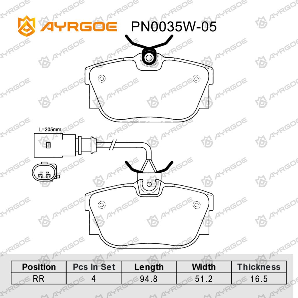AYRGOE PN0035W-05 BRAKE PAD RR VW Transporter T4 90-03