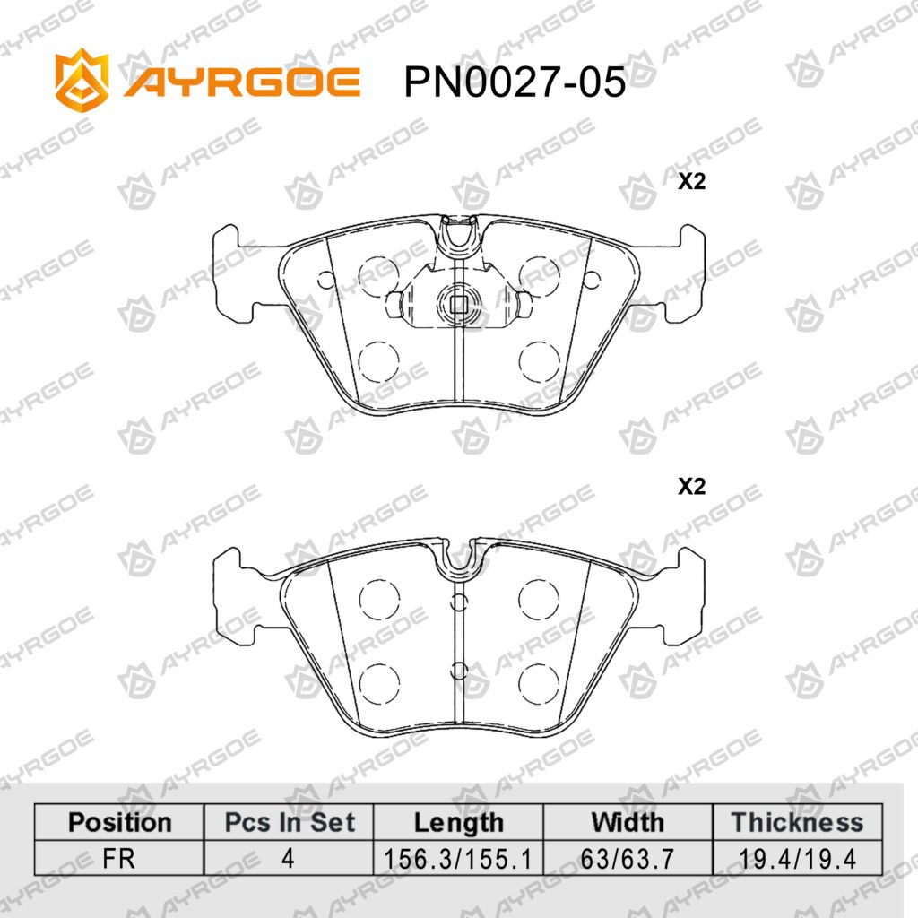 AYRGOE PN0027-05 BRAKE PAD FR BMW 5 E39 95-03 M52