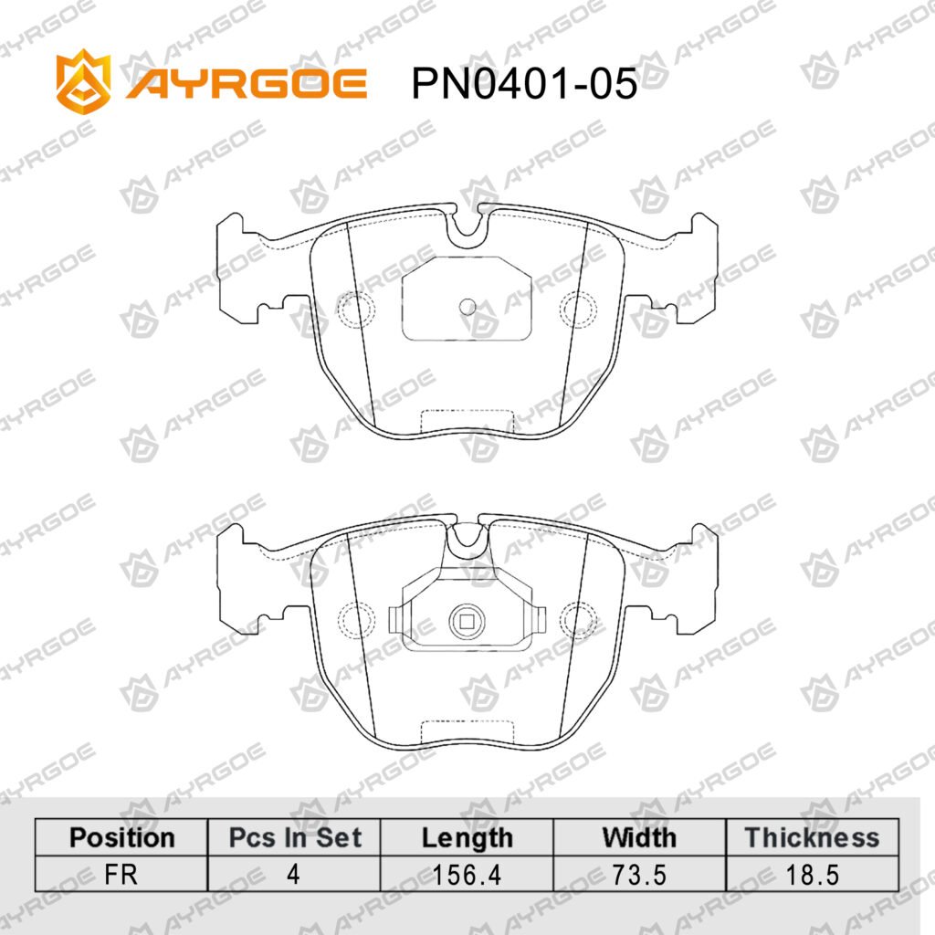 AYRGOE PN0401-05 BRAKE PAD FR BMW 5 E39 96-04/X5 E53 00-06/BMW 7 E38 94-01