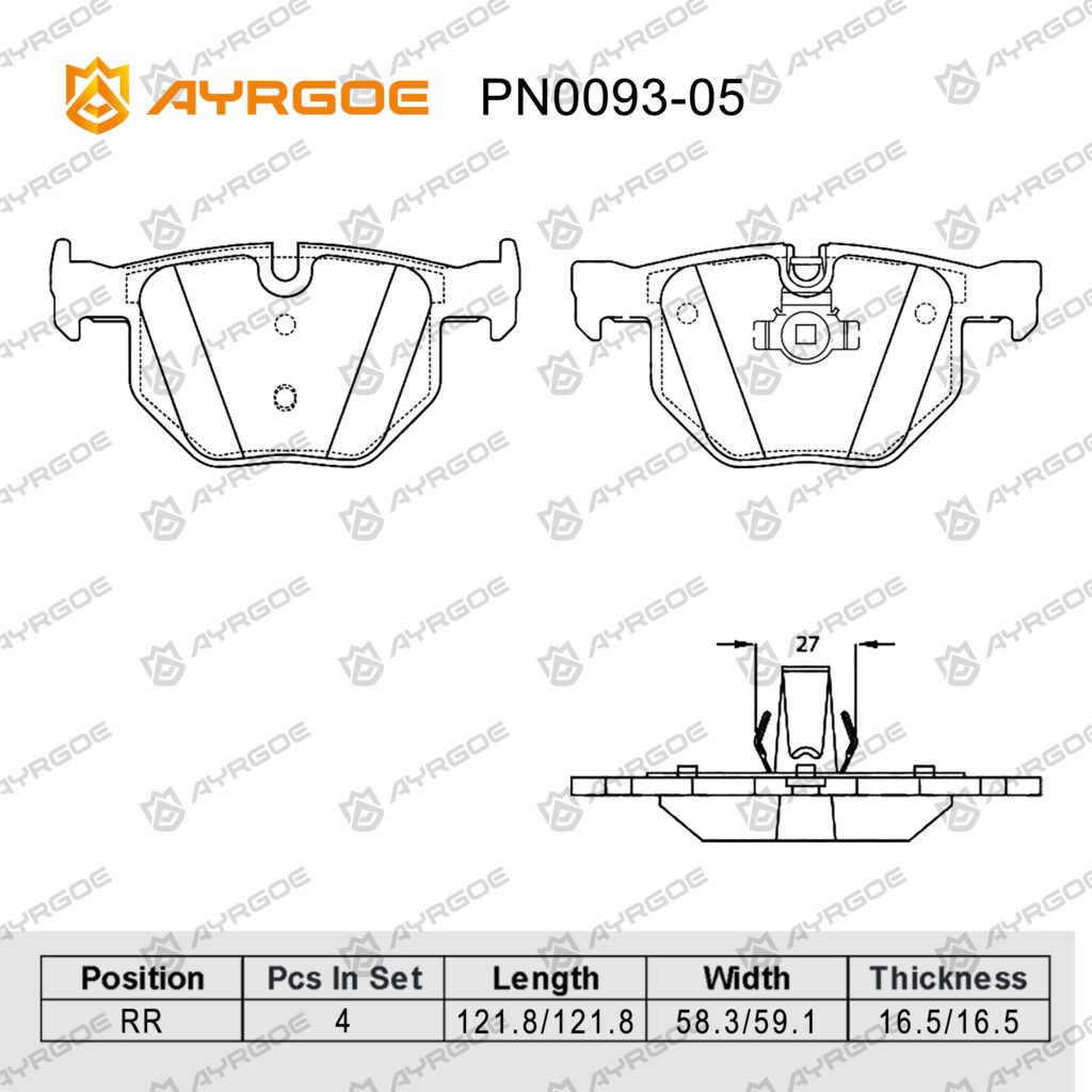 AYRGOE PN0093-05 BRAKE PAD RR BMW 5 E60 E61 01-10