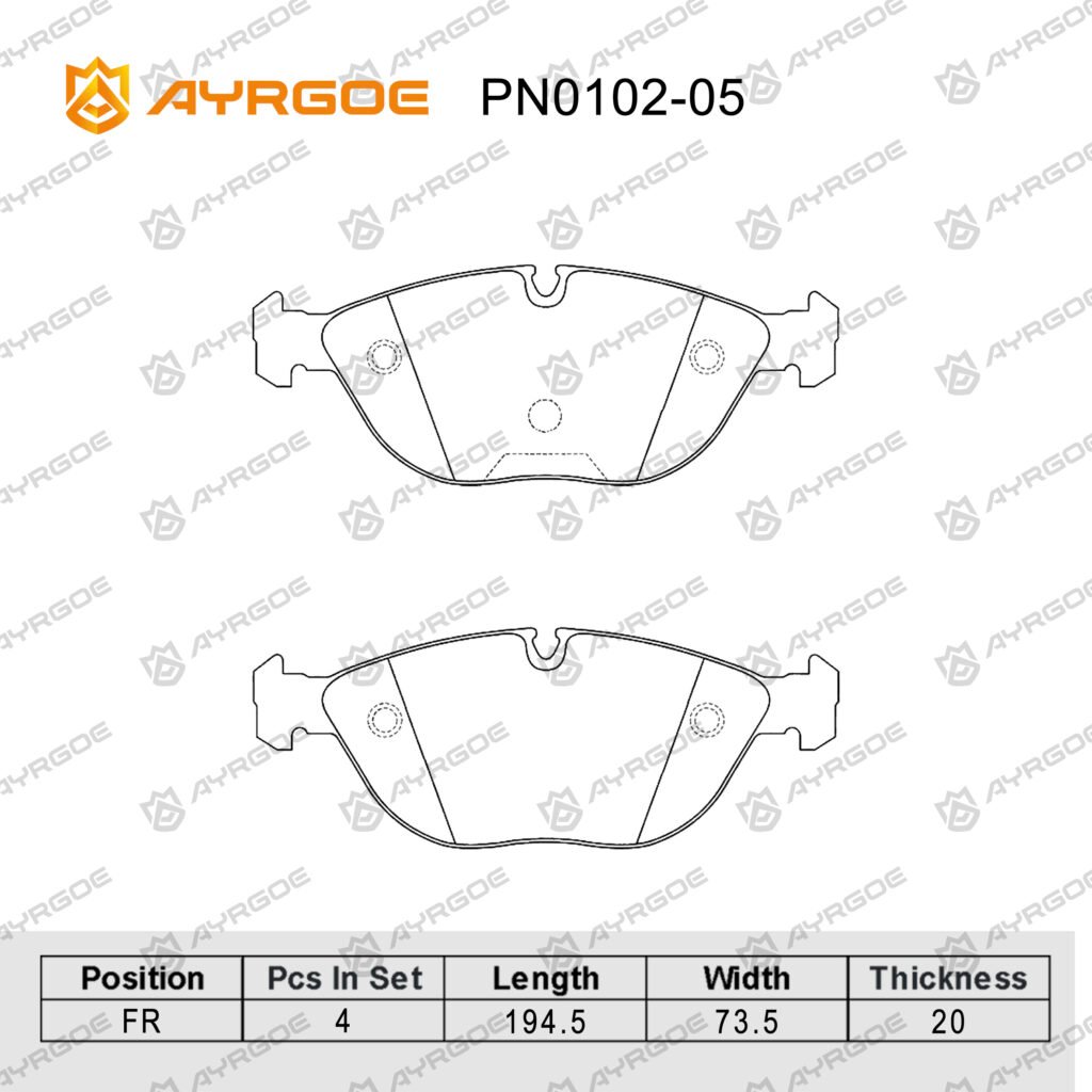 AYRGOE PN0102-05 BRAKE PAD FR BMW 7 E38 94-01 M67 M73/MB W202 93-00/W210 W211 96-09/W220 02-05 M113 M272