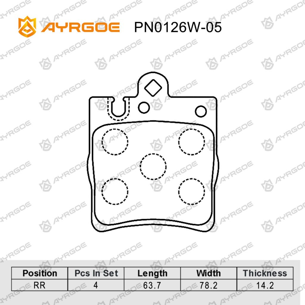 AYRGOE PN0126W-05 BRAKE PAD RR MB W203 00-08/W210 95-02 2.4 2.8 3.2 4.2 4.3 M104 M112 M119