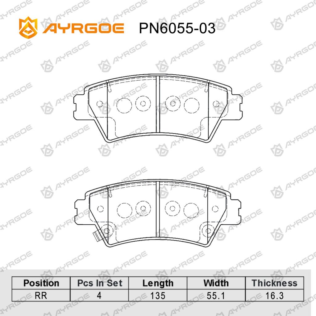 AYRGOE PN6055-03 BRAKE PAD RR JAC T8 Pro 2.0T 21-/T9 2.0T 23-