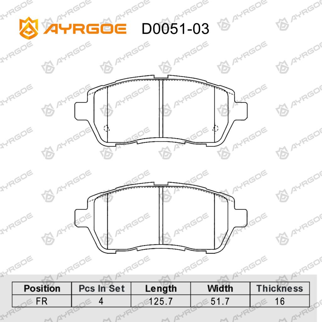 AYRGOE D0051-03 BRAKE PAD FR TOYOTA  Glanza  K12MR 2019-