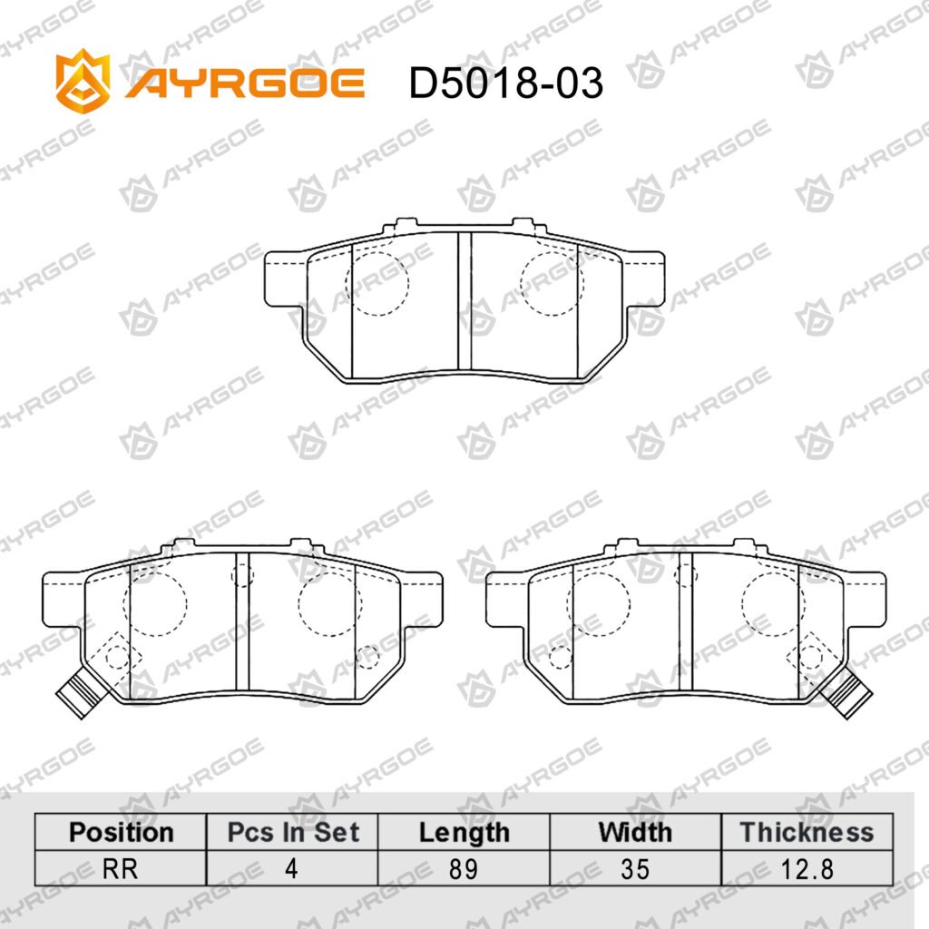 AYRGOE D5018-03 BRAKE PAD RR HONDA CITY L15A1 08-13/CIVIC D15Z 96-99