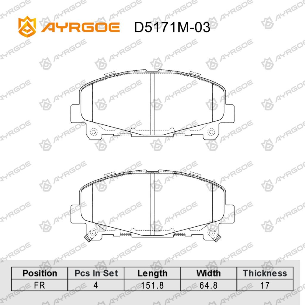 AYRGOE D5171M-03 BRAKE PAD FR HONDA ACCORD R20A3 08-13
