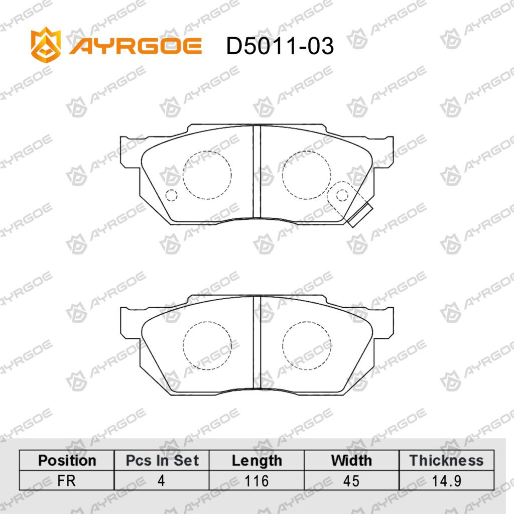AYRGOE D5011-03 BRAKE PAD FR HONDA CIVIC D13B 89-91/CITY D13B# 97-03