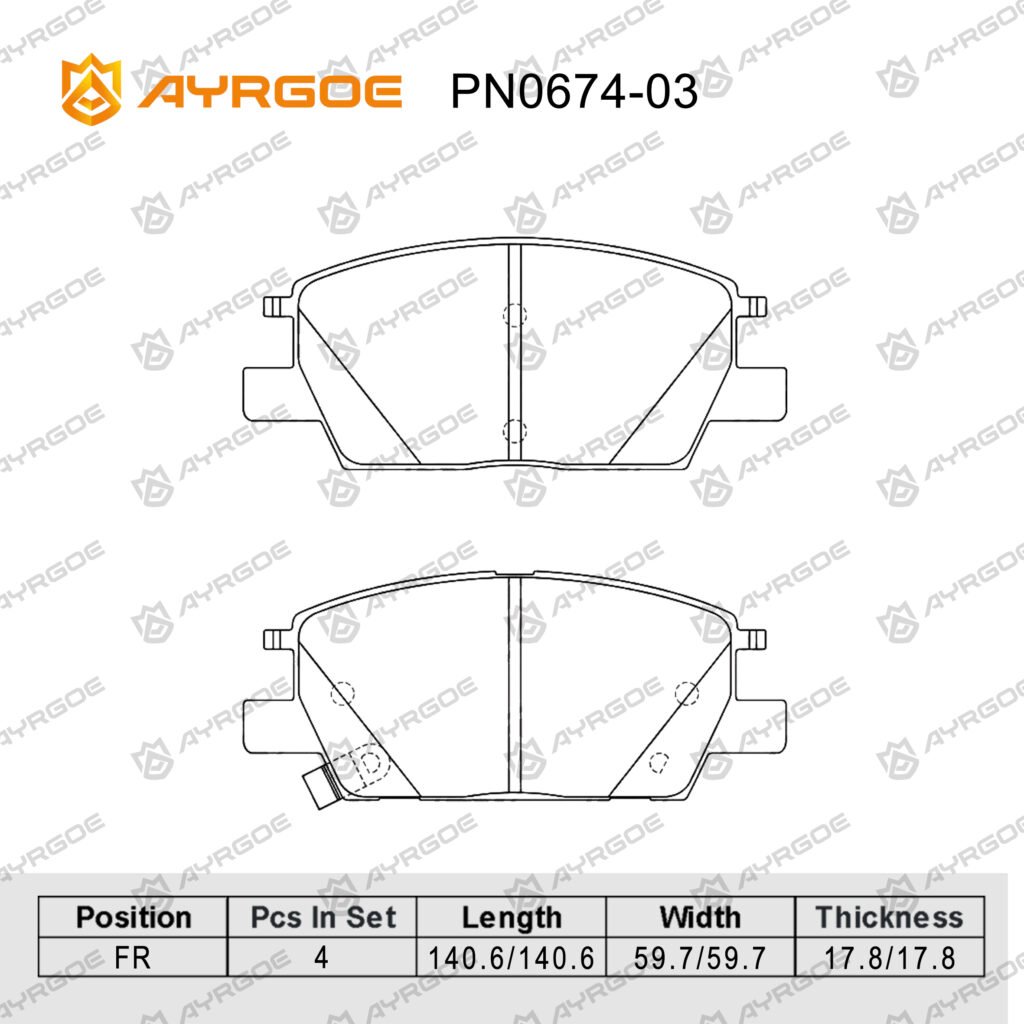 AYRGOE PN0674-03 BRAKE PAD FR CHEVROLET(GM) EQUINOX 17-22/MALIBU LFV 15-