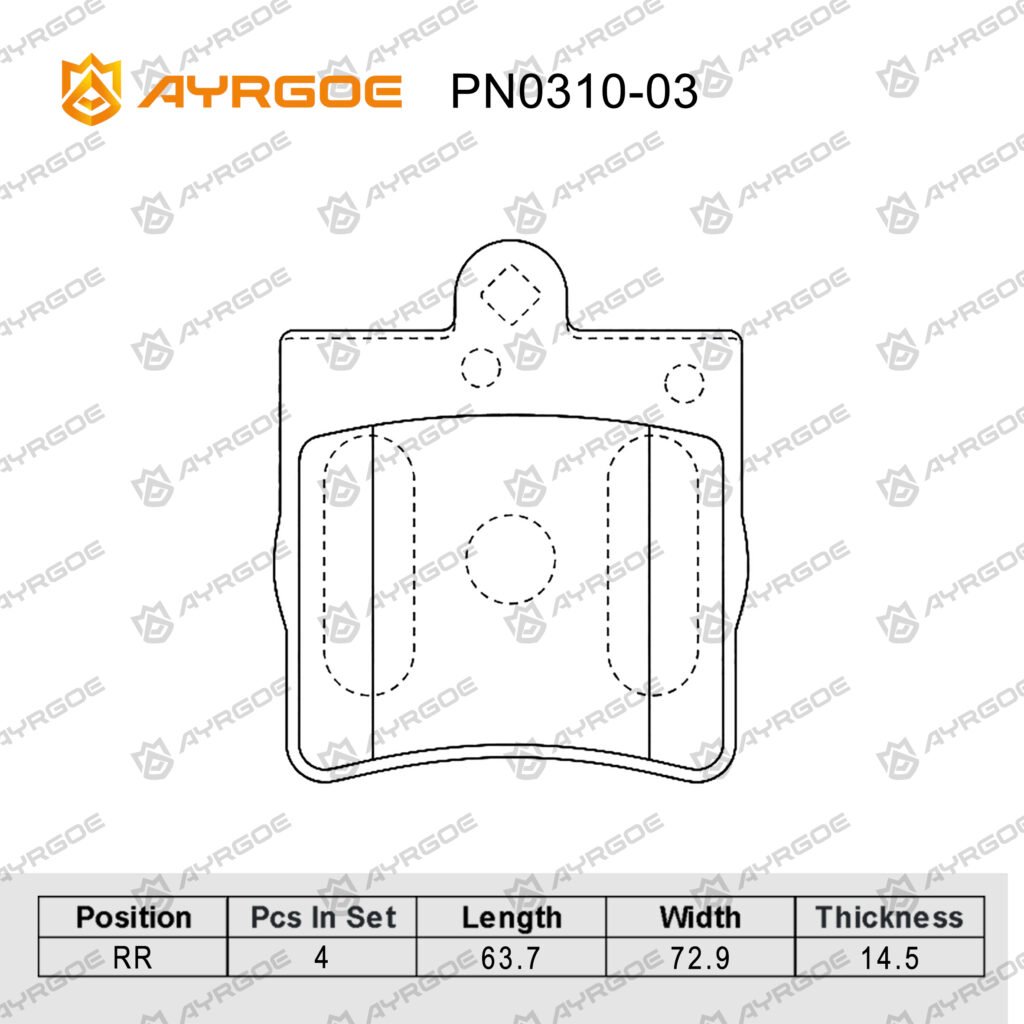 AYRGOE PN0310-03 BRAKE PAD RR MB C180 C200 C280 E220 SLK 200
