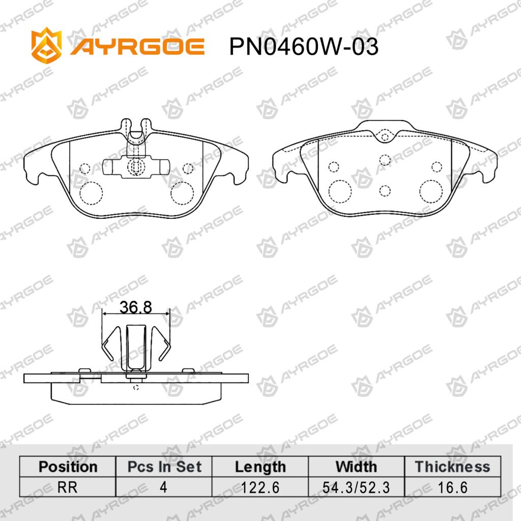 AYRGOE PN0460W-03 BRAKE PAD RR MB C180 C230 E200 GLK220  GLK350