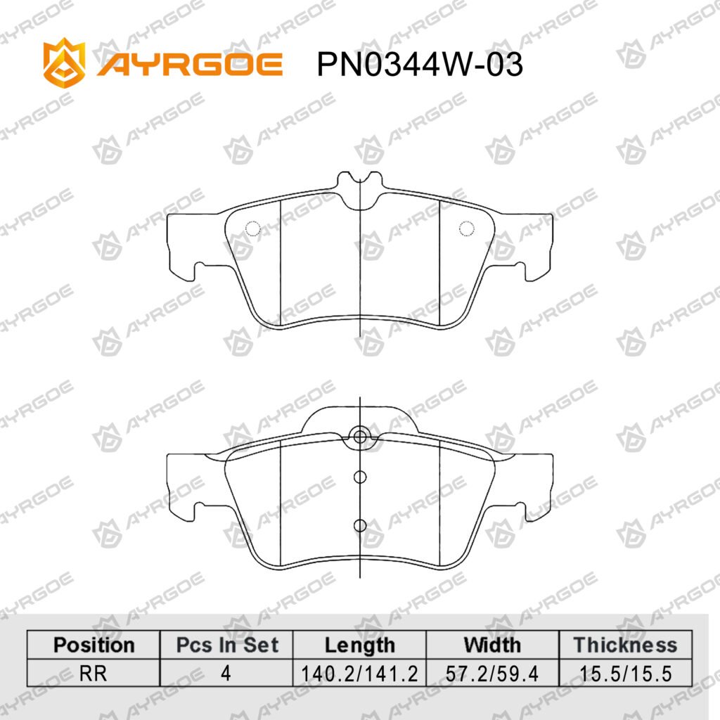 AYRGOE PN0344W-03 BRAKE PAD RR MB CL500 CLS250 E200 S250 SL280