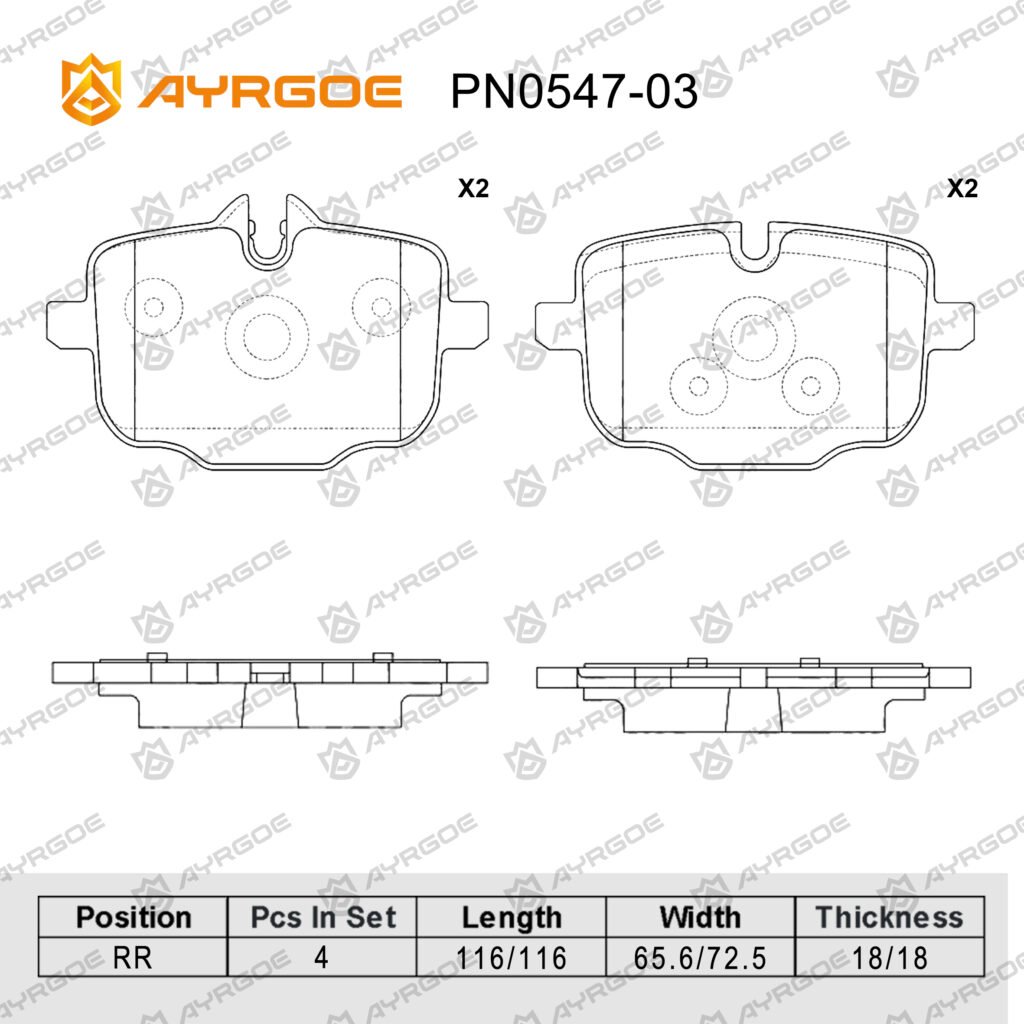 AYRGOE PN0547-03 BRAKE PAD RR BMW 525D 535D 630i 730i M2 M3 M4 M5 M6