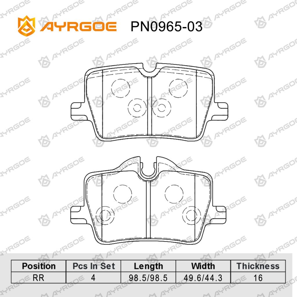 AYRGOE PN0965-03 BRAKE PAD RR BMW 220i 316i 318i 420i
