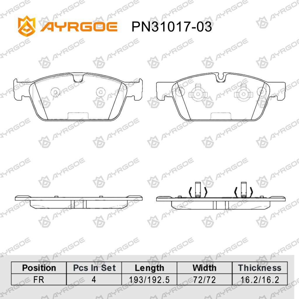 AYRGOE PN31017-03 BRAKE PAD FR MB GL350 GLE43AMG ML350 ML500