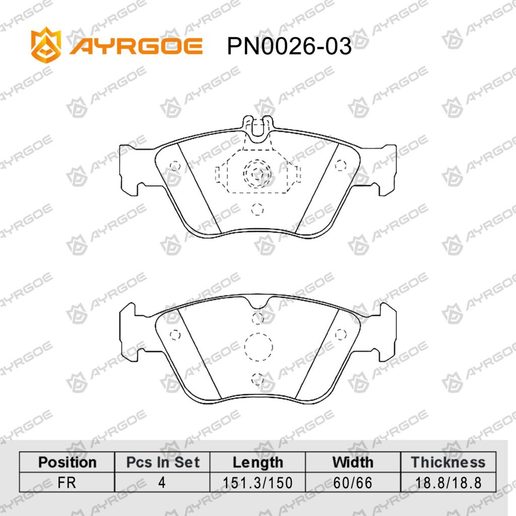 AYRGOE PN0026-03 BRAKE PAD FR MB C200 C280 CL420 CLK200 E200 E300 SLK200