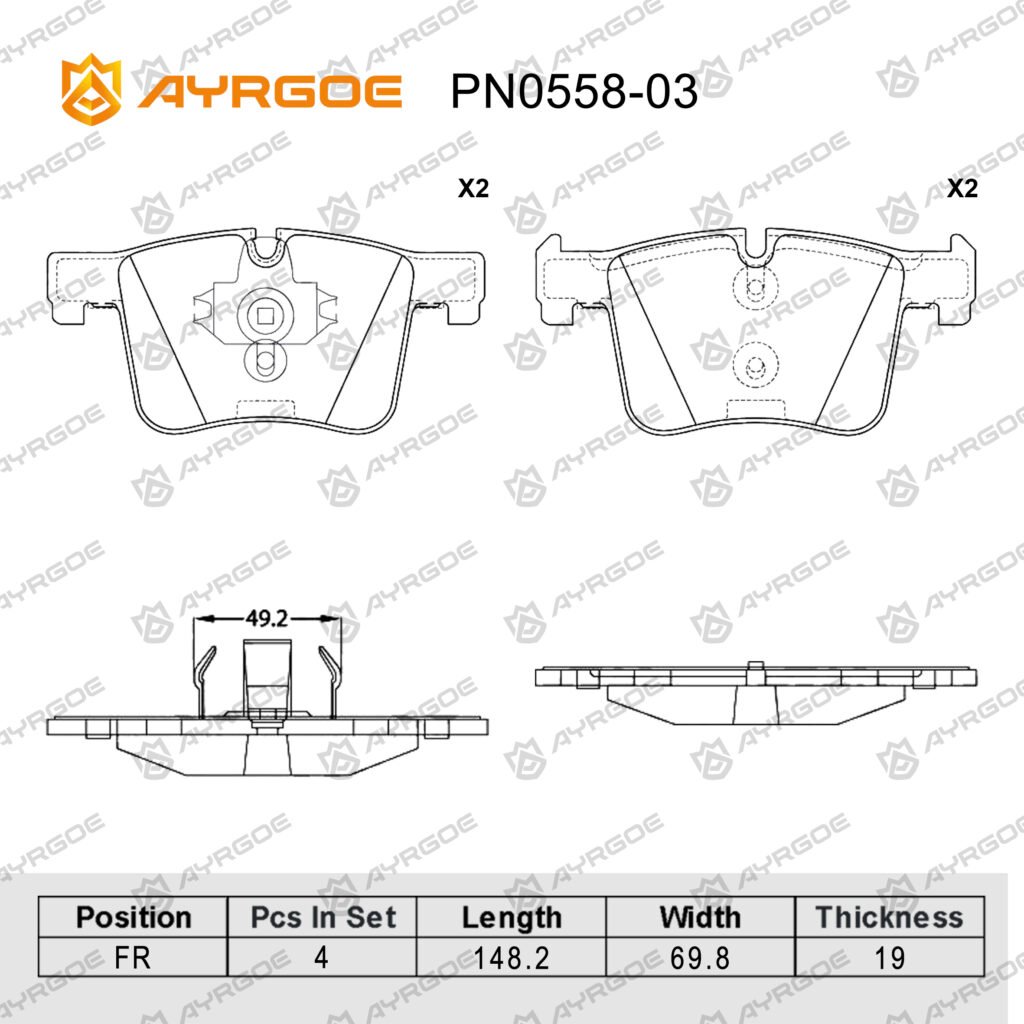 AYRGOE PN0558-03 BRAKE PAD FR BMW 118i 120d 220i 320d 420i X3xdrive30d