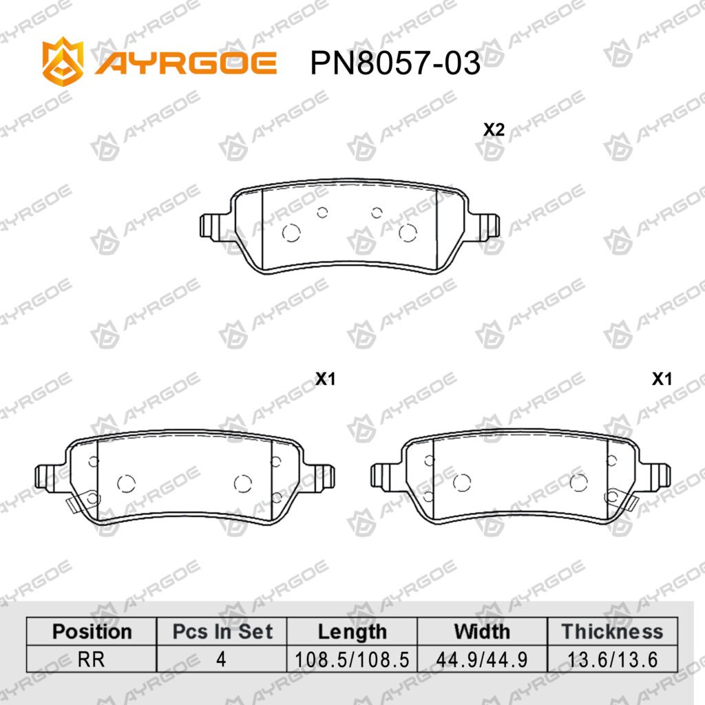 AYRGOE PN8057-03 BRAKE PAD RR Chery Arrizo 8 22-