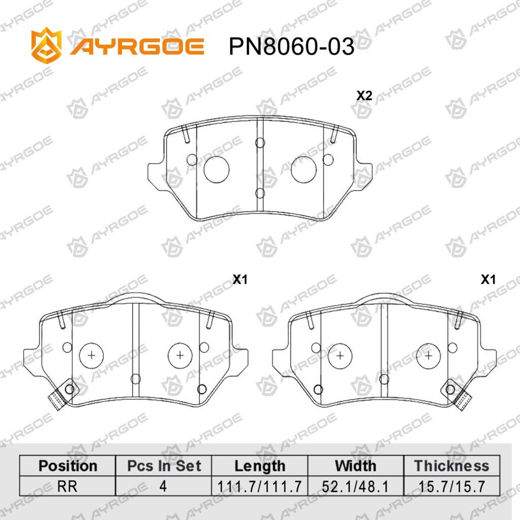 AYRGOE PN8060-03 BRAKE PAD RR JETOUR  DASHING 1.5 2023