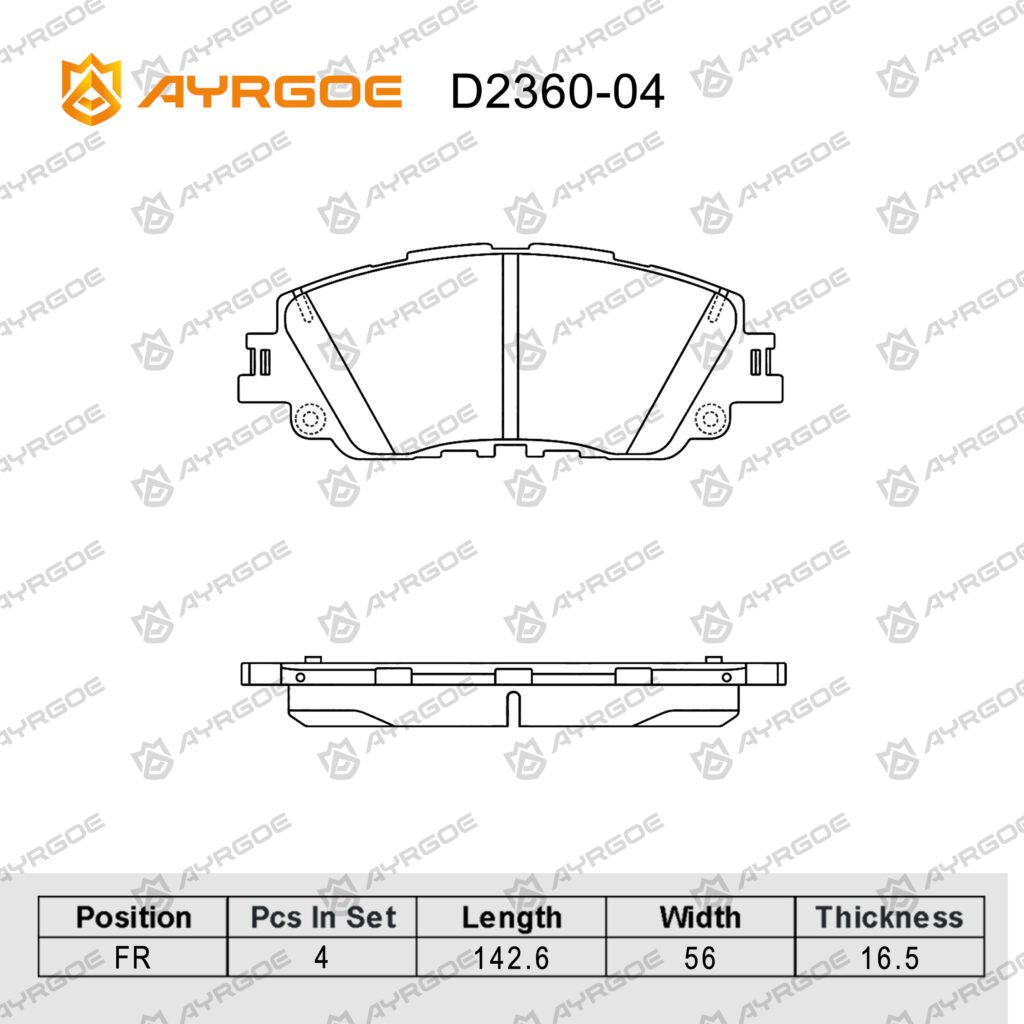 AYRGOE D2360-04 BRAKE PAD FR TOYOTA CAMRY XV70 A25A-FXS,A25A-FKS 17-/RAV4 XA50 18-/LEXUS ES UX 18-