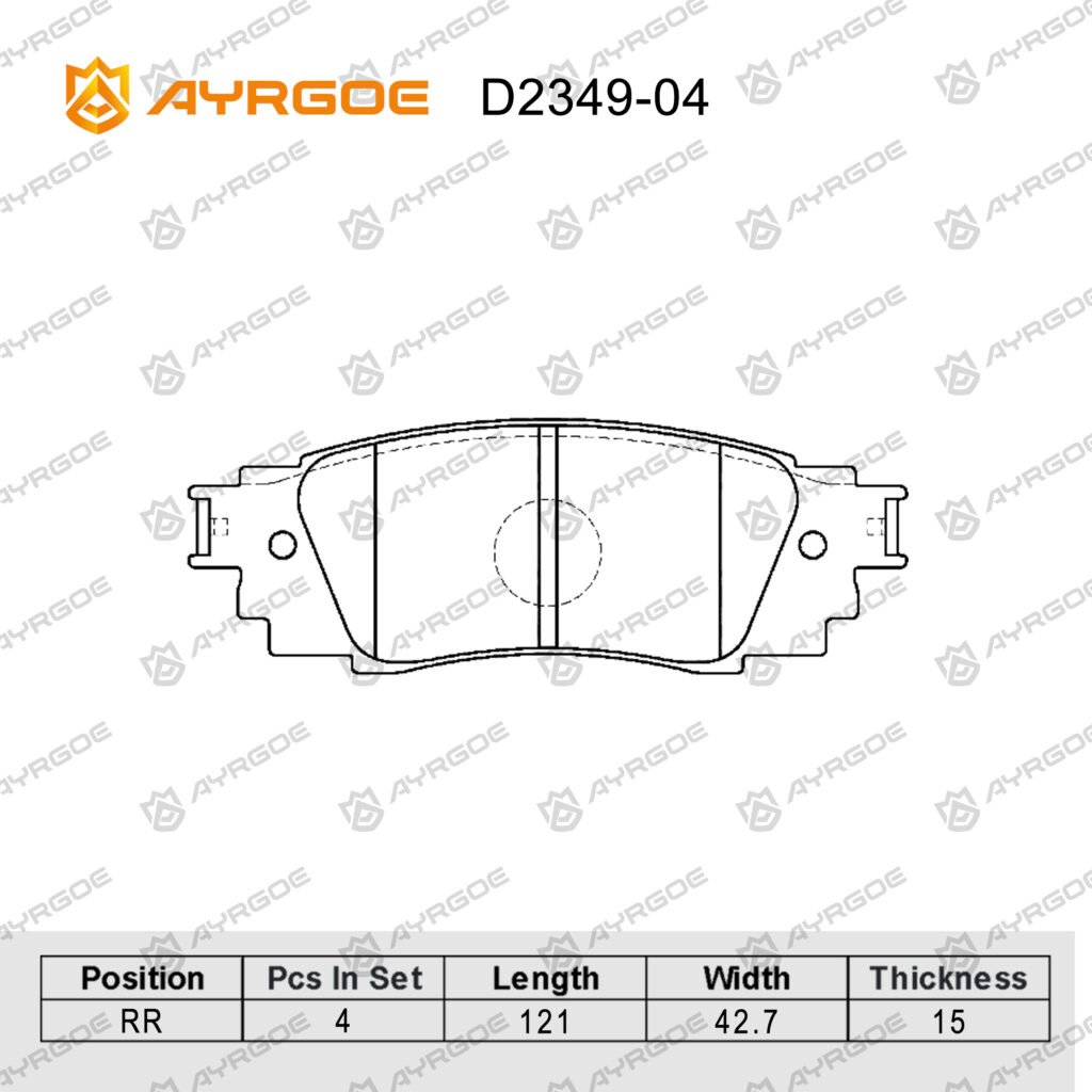 AYRGOE D2349-04 BRAKE PAD RR TOYOTA CAMRY XV70 17-/RAV4 XA50 18-/C-HR AX10 18-/LEXUS RX AL20 15-/LEXUS ES X10 19-